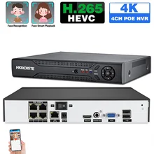 4K CCTV NVR Recorder 4 Channel Face Recognition POE Network Video Recorder 8MP 4CH POE NVR Security Surveillance System XMEYE