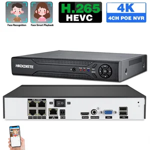 4k cctv nvr recorder 4 channel face recognition poe network video recorder 8mp 4ch poe nvr security surveillance system xmeye free global shipping