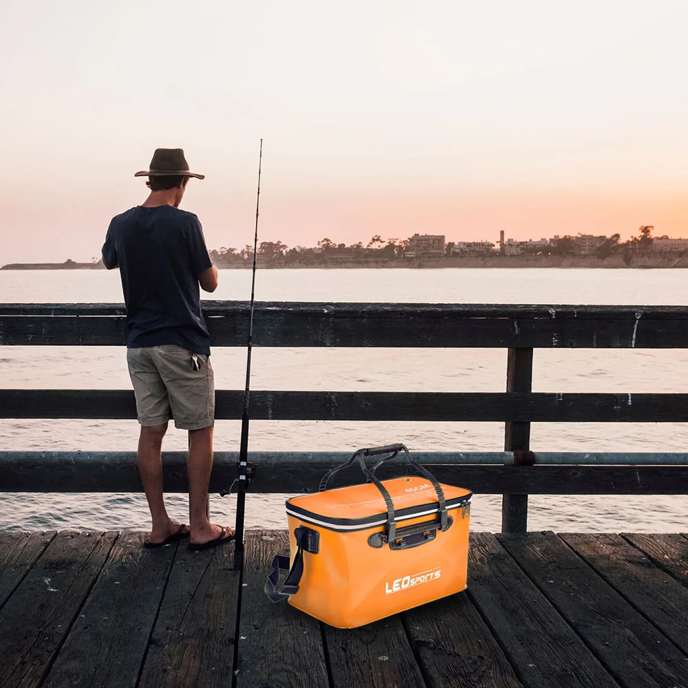 

40cm/45cm Foldable Fishing Bag Outdoor Folding EVA Fishing Bucket Fishing Bag Case Portable Camping Hiking Bag Box with Handle