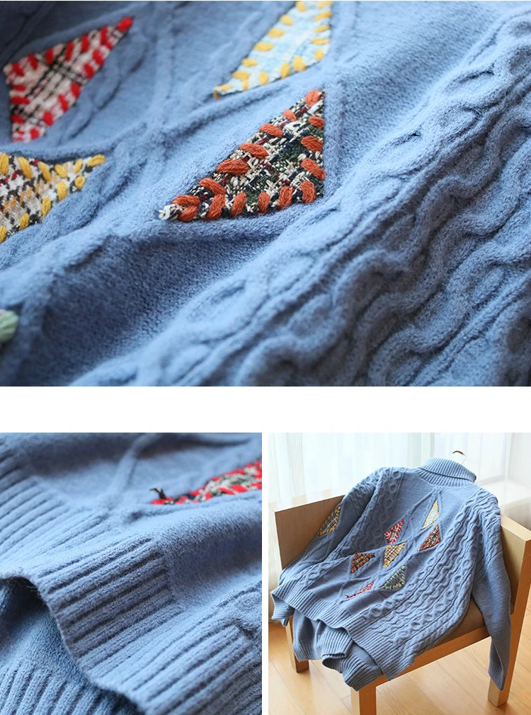 

Vogue Thick Warm Christmas Sweater Autumn Winter Sweater Women Graphics Long Sleeve Turtleneck Knitted Sweater Pullover Female