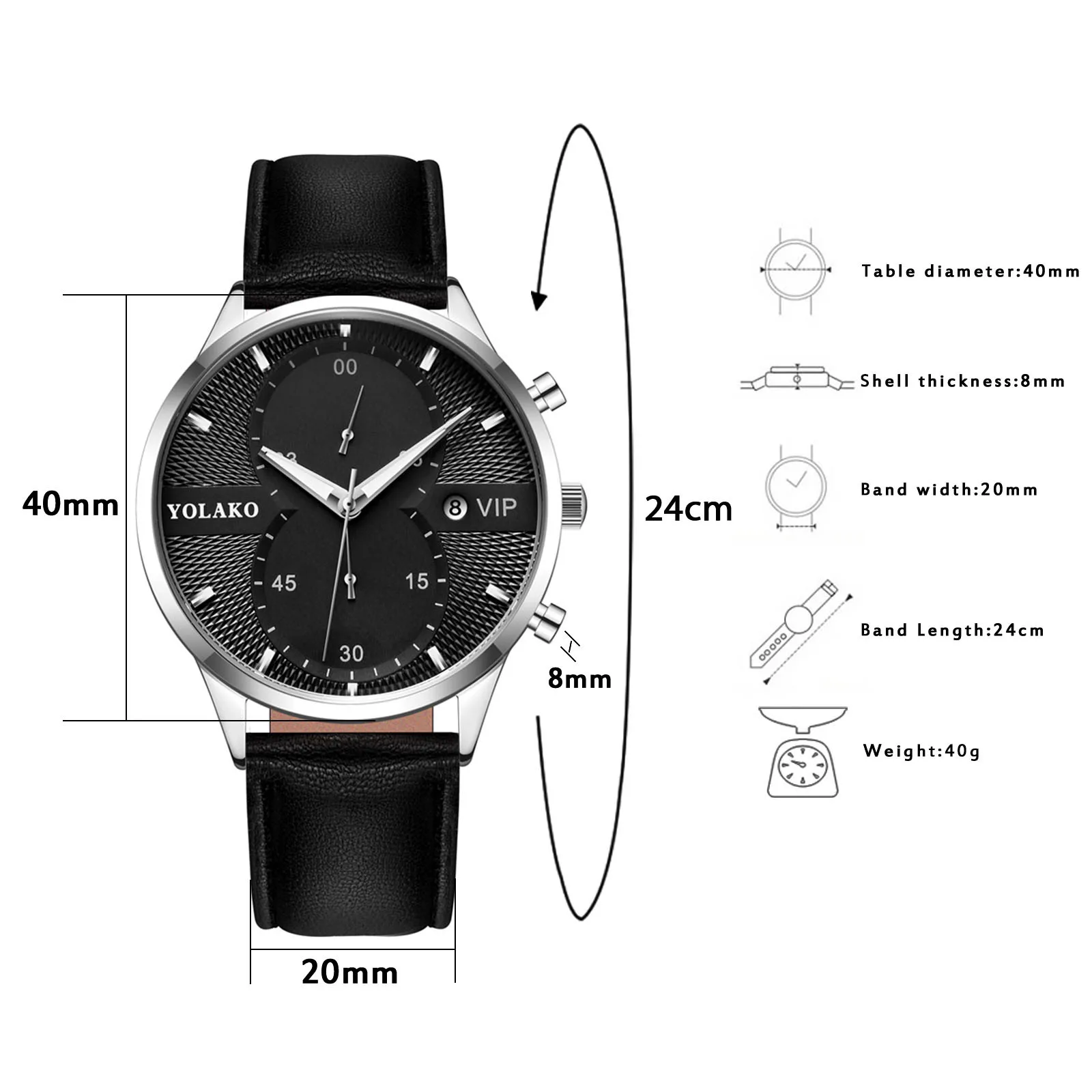 

YOLAKO Men's Casual Fashion Binocular Dial Precision Simple Classic Business Luxury Glass Surface Leather Strap Quartz L58