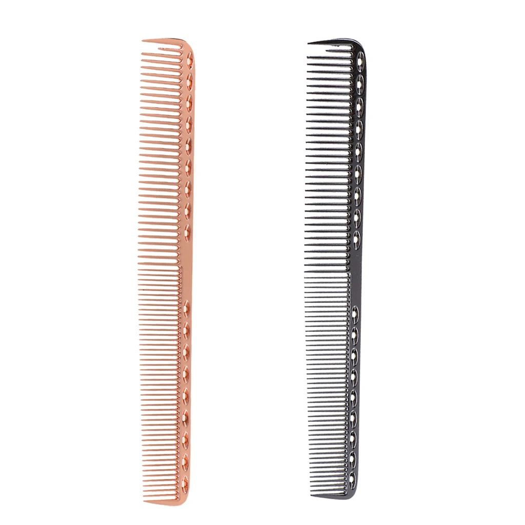 

2pcs Professional Durable Aluminum Metal Hair Cutting Long Combs Brush Set Barber Tools