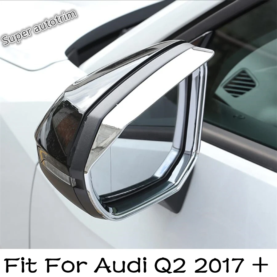 

Lapetus ABS Chrome Door Rearview Mirror Rain Eyebrow Deflector Blades Cover Trim Exterior Fit For Audi Q2 2017 2018 2019 2020