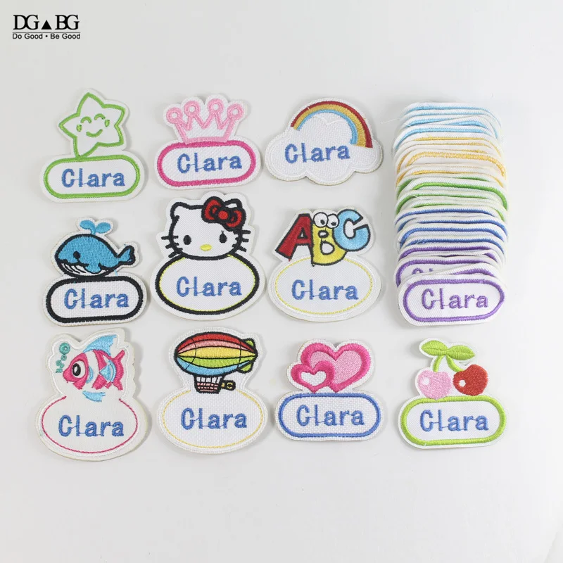 Заказной сшитый именной ярлык выполненный на заказ вязанный детский стикер с