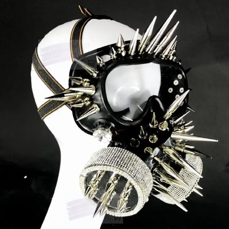 Карнавал рейв маски Хэллоуин фестиваль аксессуары серебряные заклепки Череп