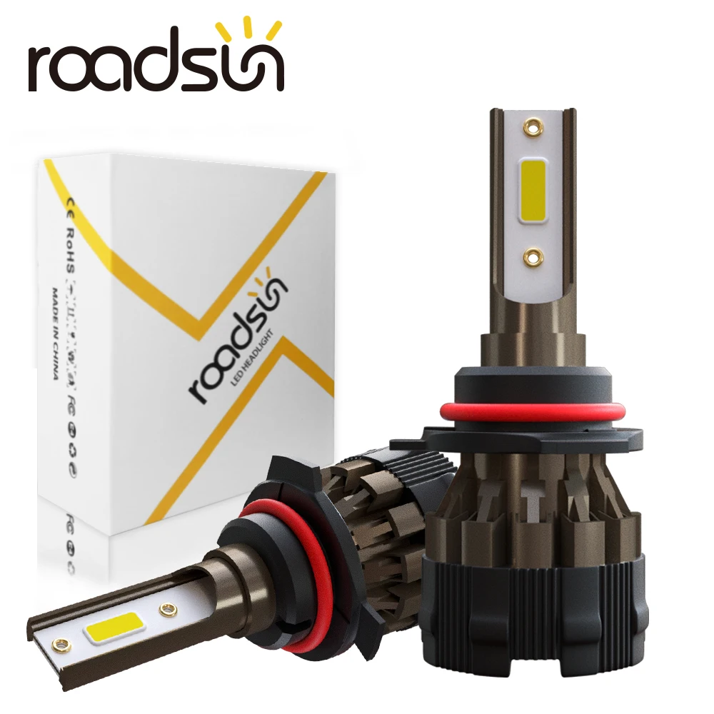 Фара Roadsun H4 светодиодный H7 H11 H8 H9 HB4 H1 HB3 9005 9006 K2 72 Вт 8000 лм для стайлинга автомобиля