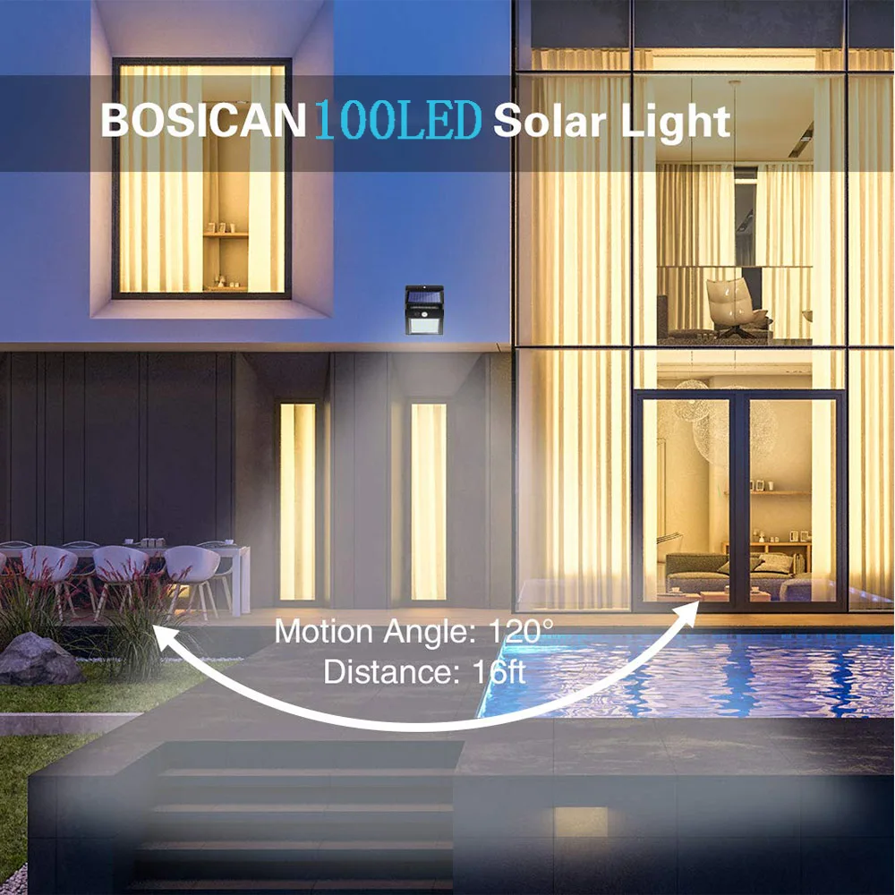 Новейший садовый уличный светильник на солнечной батарее с 100 светодиодный