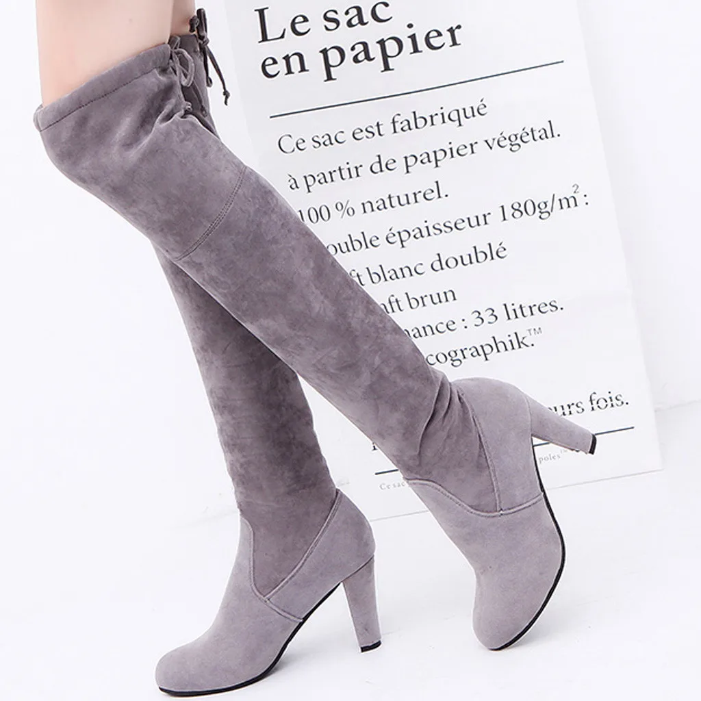 Размер 35-41 зимние сапоги выше колена женские эластичные тканевые чулки с