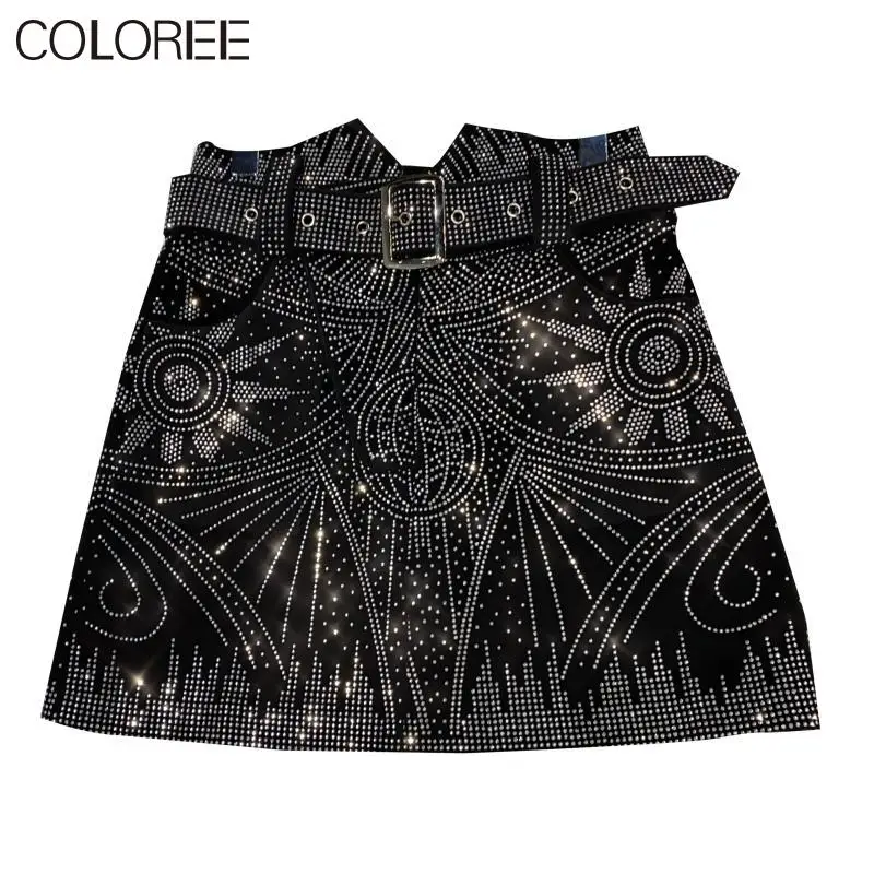 

Korean Fashion Woman Skirts 2021 Spring Luxury Sequined A-line Mini Skirts Womens Vintage Black Faldas