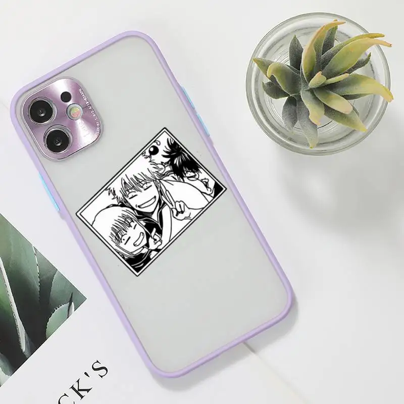 

Gintama Sakata Gintoki Phone Case For iPhone 12 11 Mini Pro XR XS Max 7 8 Plus X Matte transparent Purple Back Cover