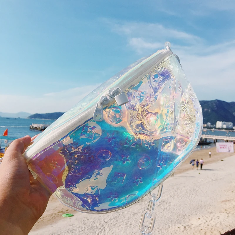 

2021 New Fashion All-match One-shoulder Diagonal Bag Leisure Transparent Acrylic Chain Waist Bag Famous Luxury Designer Purses