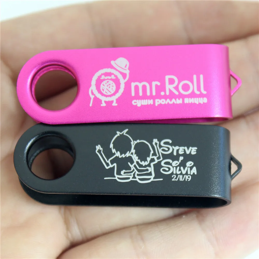 

20 pcs/lot free LOGO Usb Flash Drives OTG Pen Drive 128gb Pendrive Personalized Usb Stick 4gb 8gb 16gb 64gb for Metal 360 rotati