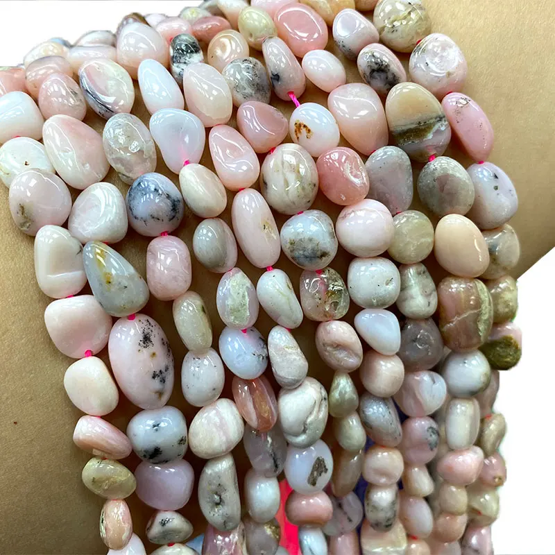 

100% натуральный камень, розовый опал, нестандартный гравий, драгоценный камень, разделительные бусины, браслет, ожерелье 15 дюймов