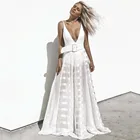 Женское летнее платье, Привлекательный комплект из двух предметов с глубоким V-образным вырезом, Пляжное Платье, вечерние кружевные платья с поясом, праздничное длинное праздничное платье, 11,5