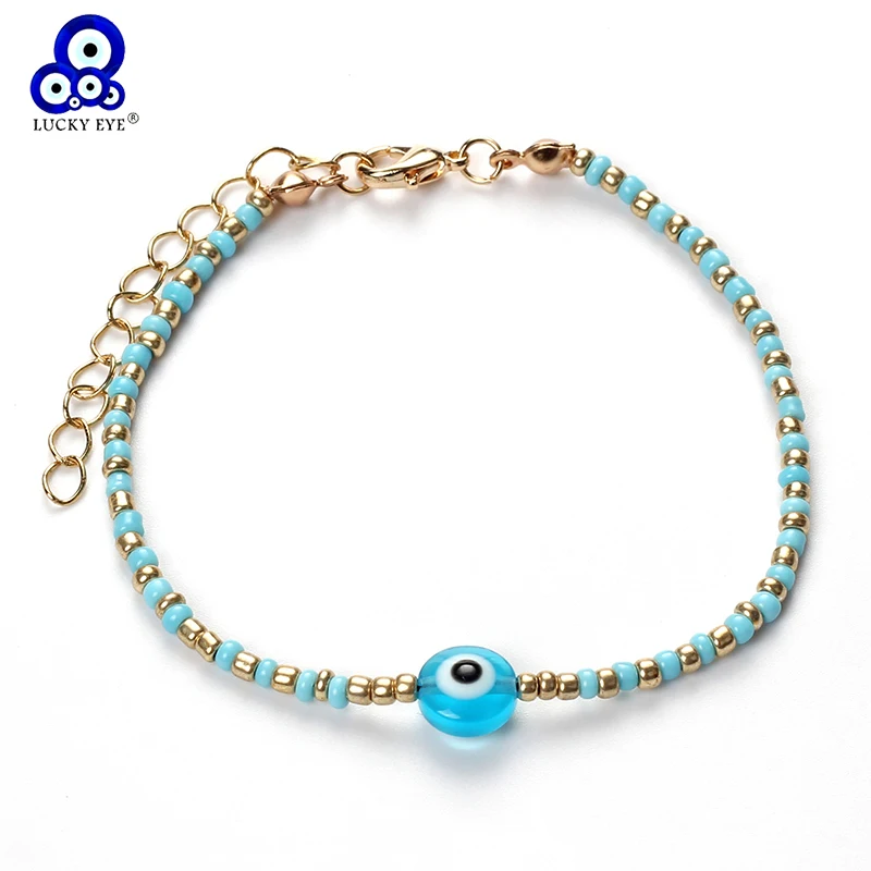 Lucky Eye Beaded Bracelet Colorful For Women Men Jewelry Bohemian Lobster Clasps CN115 | Украшения и аксессуары