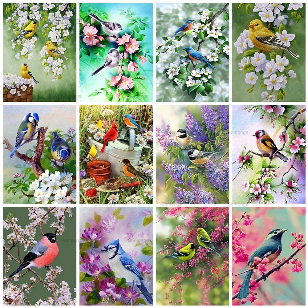 

Sontonga Full Square Diamond Painting Animals 5D Diy Diamond Embroidery Bird Rhinestones Picture Mosaic Home Decor Art