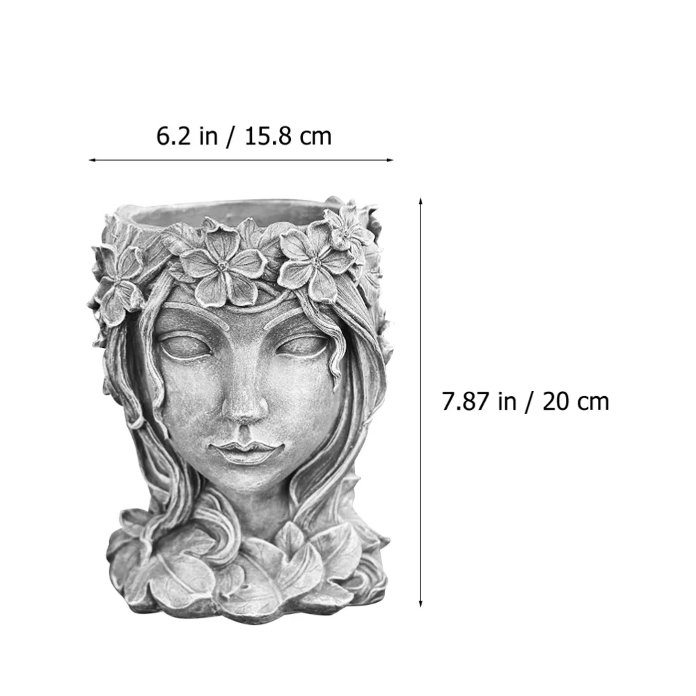 

1Pc Resin Flowerpot Female Face Planter with Hole Home Flowerpot Ornament