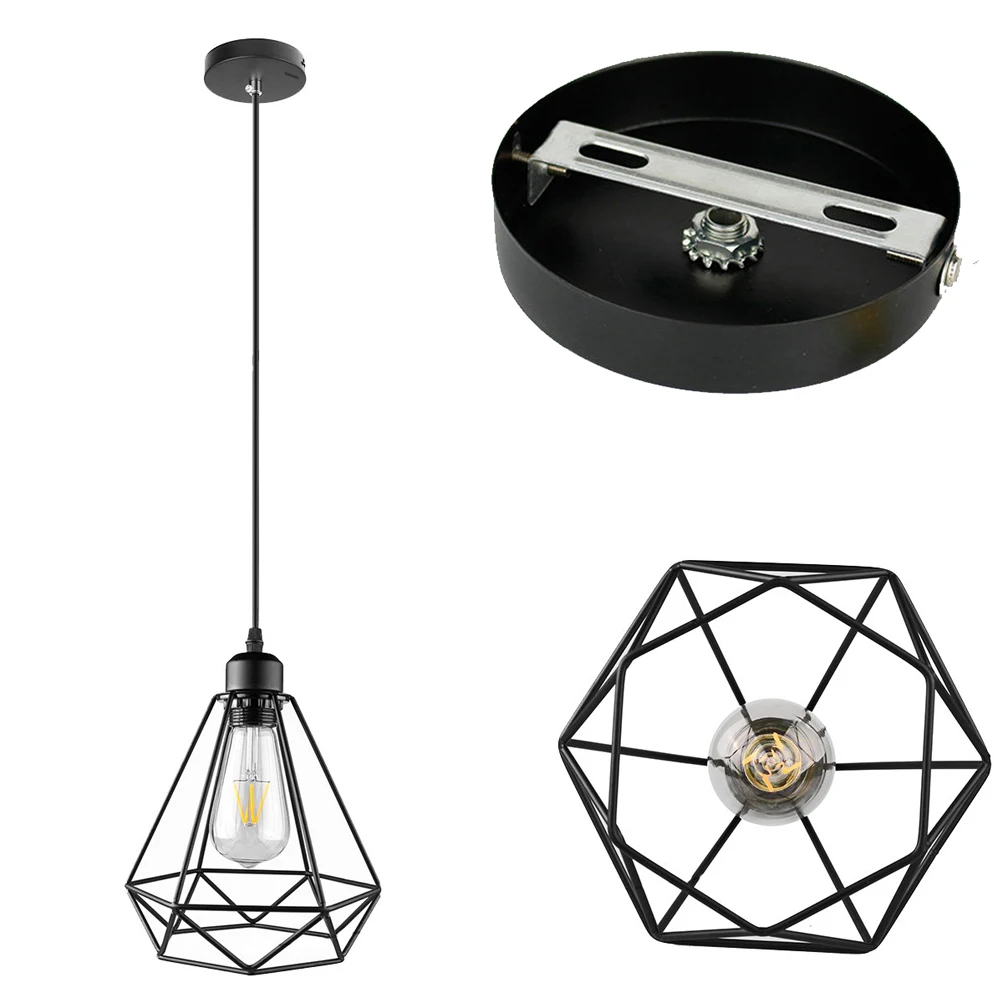 

Kitchen Island Pendant Lights Black Retro Loft Cage Modern Industrial Pendant Lamps Nordic for Dining Room Bedroom 220V 110V