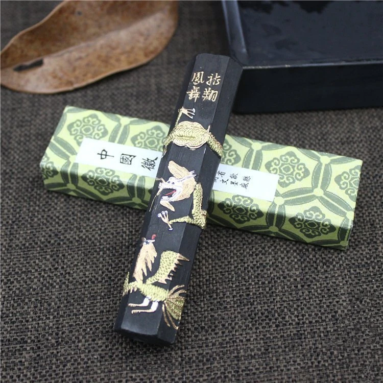 Chinese Traditional Sumi-e Ink Stick Solid ink stick  Calligraphy Painting Color Ink stick Song Yan Mo Pattern of Dragon Phenix