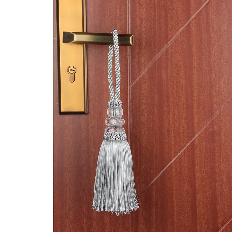 

1Pc Crystal Beaded Tassels Doors Decorative Large Long Colored Tassels Silk Crafts Hanging Decor Cotton Fringe for Curtain