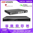 Видеорегистратор Hikvision NVR DS-7616NXI-I216P, 12 МП, 4K, 16-канальный, POE, H.265, с жестким диском 2 ТБ, для IP-камер обнаружения людей и автомобилей