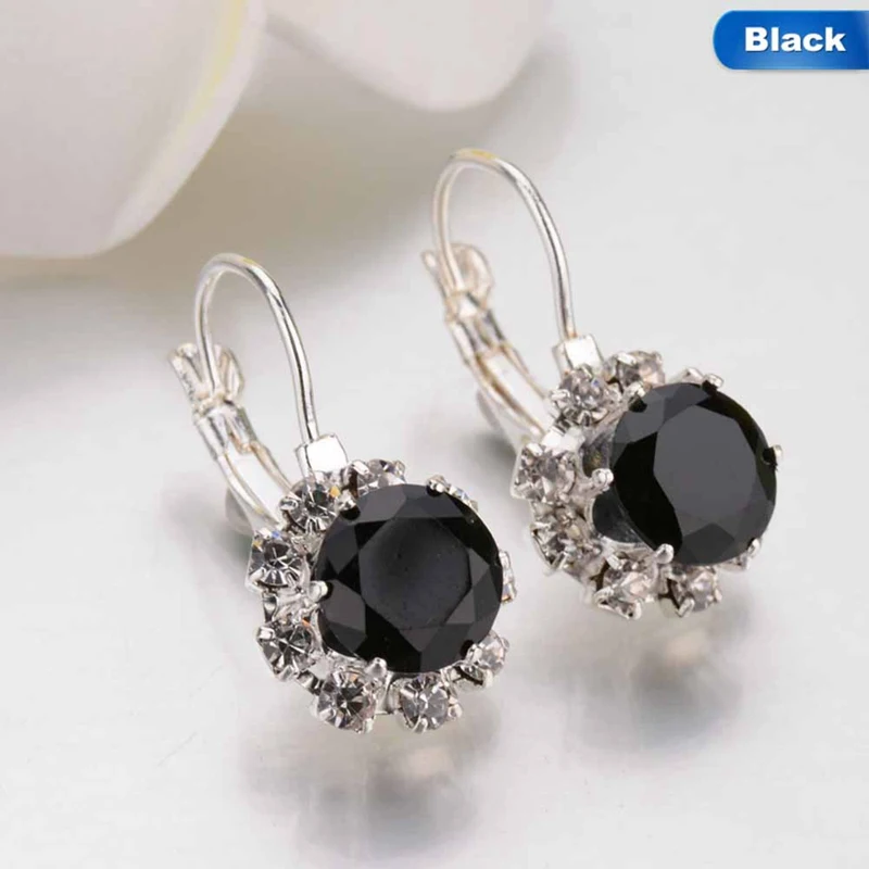 Multi-color Crystal Rhinestone Drop Earring Cube Zirconia Cuff for Women Statement Wedding Jewelry Pendientes Mujer | Украшения и