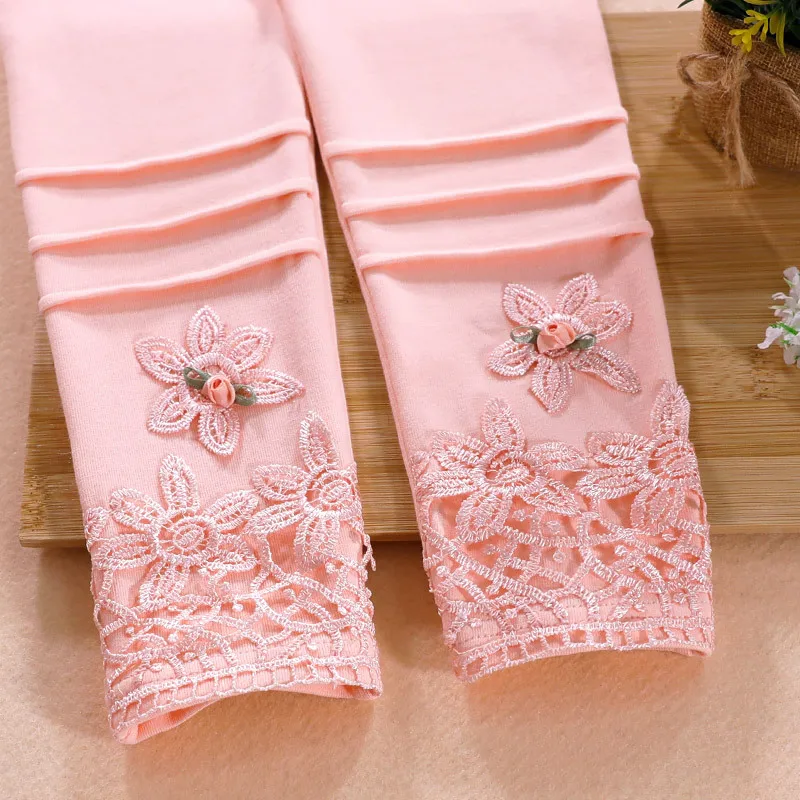 Штаны для маленьких девочек осенне зимние хлопковые леггинсы с цветочным