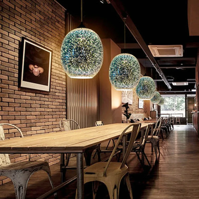 Светодиодные подвесные светильники стеклянные 3D Красочные новая простая