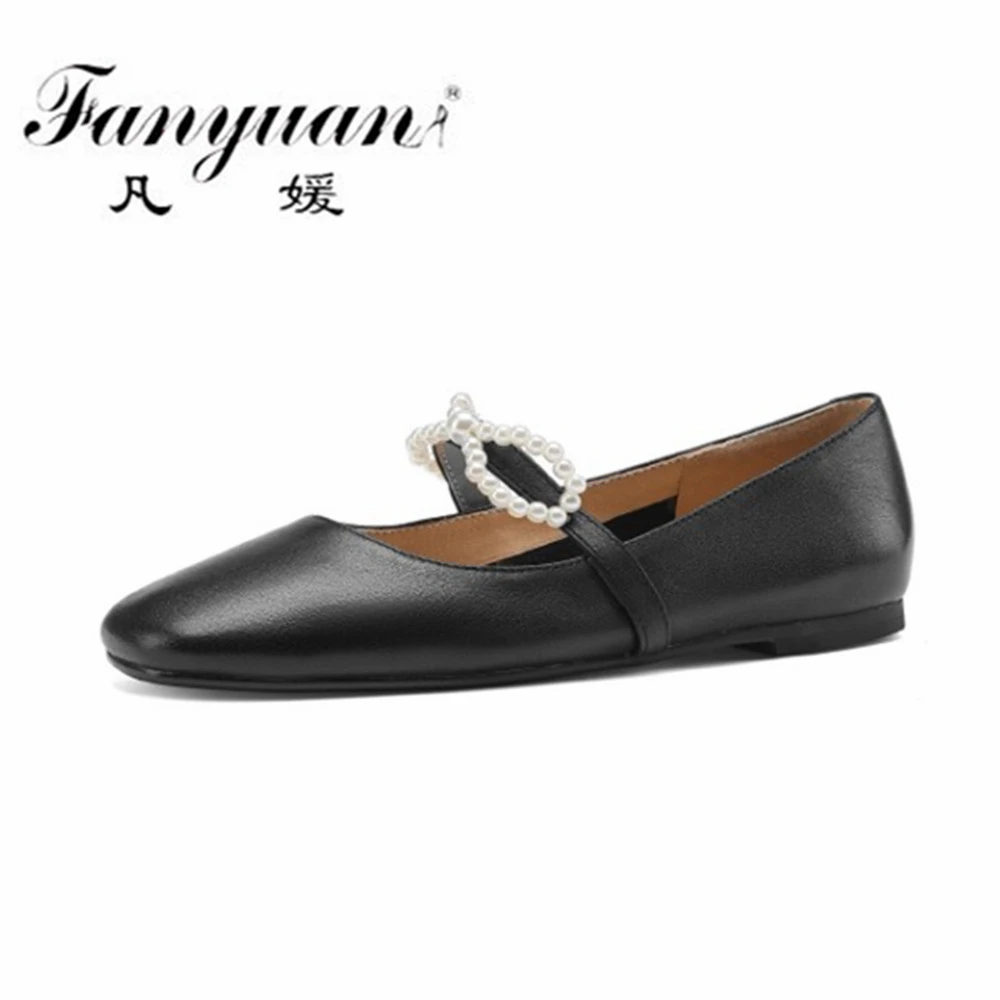 

Fanyuan Elegant Women Spring Summer Shoes Women Genuine Leather Square Toe Butterfly-knot Pumps Dancing Shoes Woman