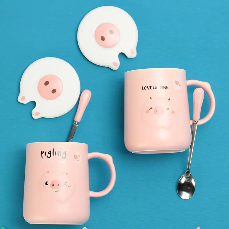 Mug cup Korean ceramic with lid spoon office mug milk coffee water breakfast | Дом и сад