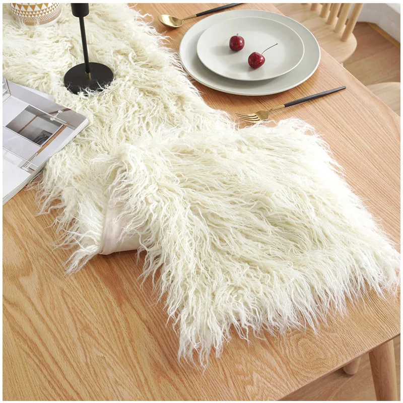 

Nordic Table Runner Long Hair Table Cloth For Wedding Party Decoration TV Shoe Cabinet Table Flag Comfortable Bed Tail Scarf