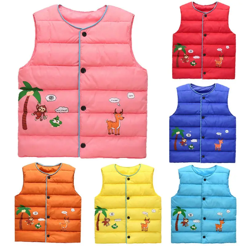 Детская одежда для маленьких девочек и мальчиков Зимний теплый жилет с