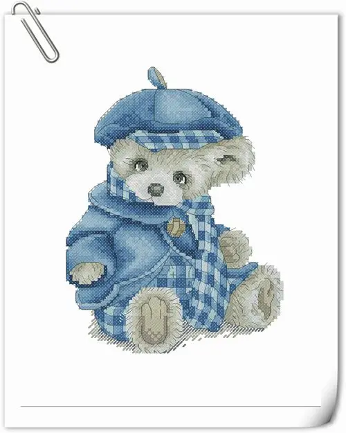GG высокое качество милый Счетный Набор для вышивки крестом Вышивка мишка в синем