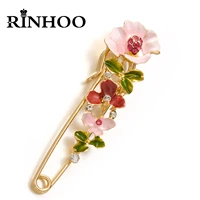 rinhoo elegant colorful rhinestone flower big brooches for women plant corsage enamel lapel pins fashion cardigan badge jewelry