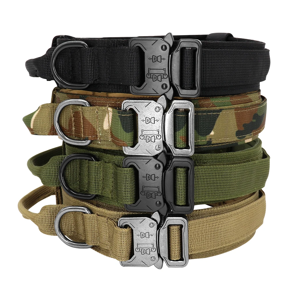 

Tactical Dog Collar Neck Adjustable Nylon Pet Collar Double Fixation Dog Leash For Medium Large Dogs