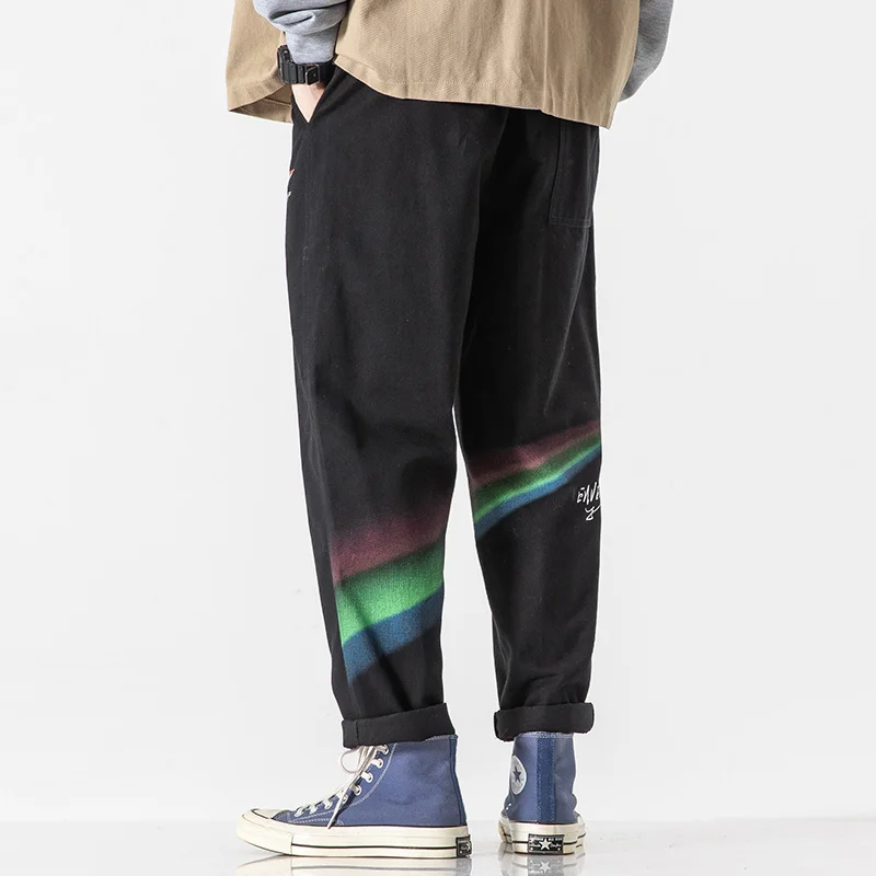 

Straight Leg Pants Hip Hop Pants Men Loose Joggers Pants with Print Harem Pants Ankle length Trousers Harajuku Sport Casual