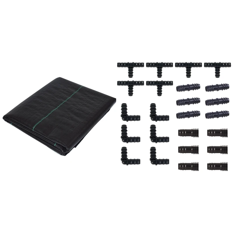 

Promotion! Lined Weeding Control Fabric Landscaping Ground Cover Membrane 1X10M & Irrigation Fittings Kit for Drip Tubing