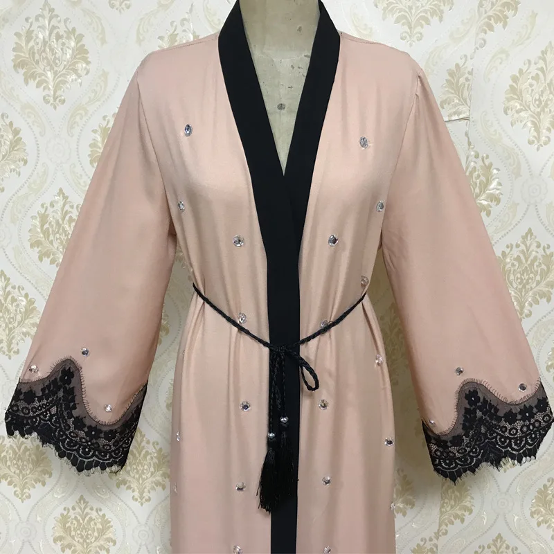 Мусульманское платье-абайя женское Элегантное Длинное платье со стразами на