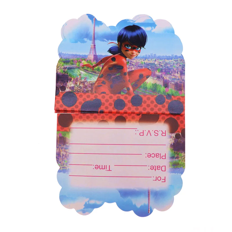 cards-10pcs Милые вечерние чашки в виде божьей коровки для детей на день рождения, Подарочная коробка для детских масок, одноразовая посуда, вечерние принадлежности - Цвет: cards-10pcs