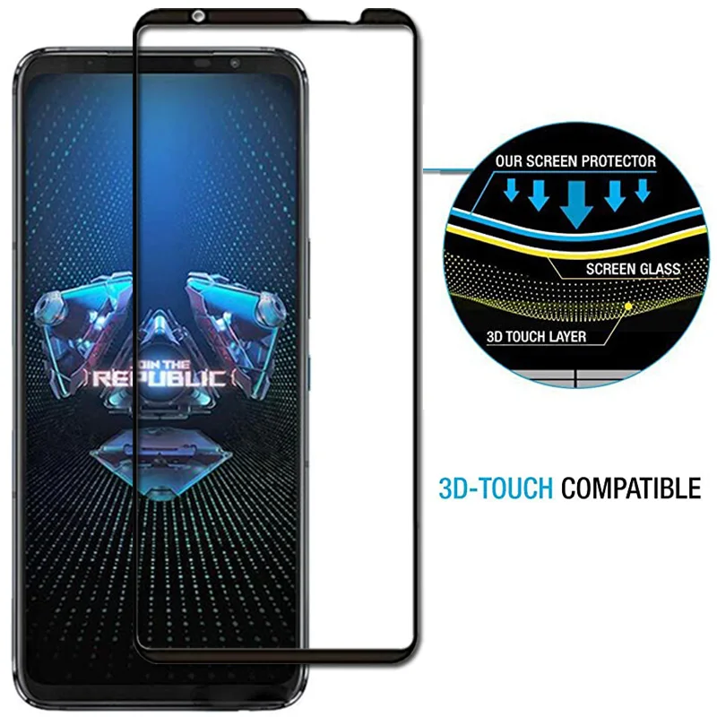 3Pcs/Lot Full Glue Full Cover Tempered Glass For Asus ROG Phone 5 ZS673KS 9H Screen Protector For ROG Phone 5 Protective Glass