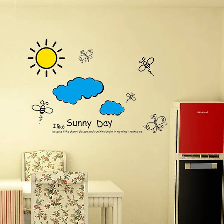 

Free Shipping Sunny day creative cartoon wall stickers kindergarten decorative stickers