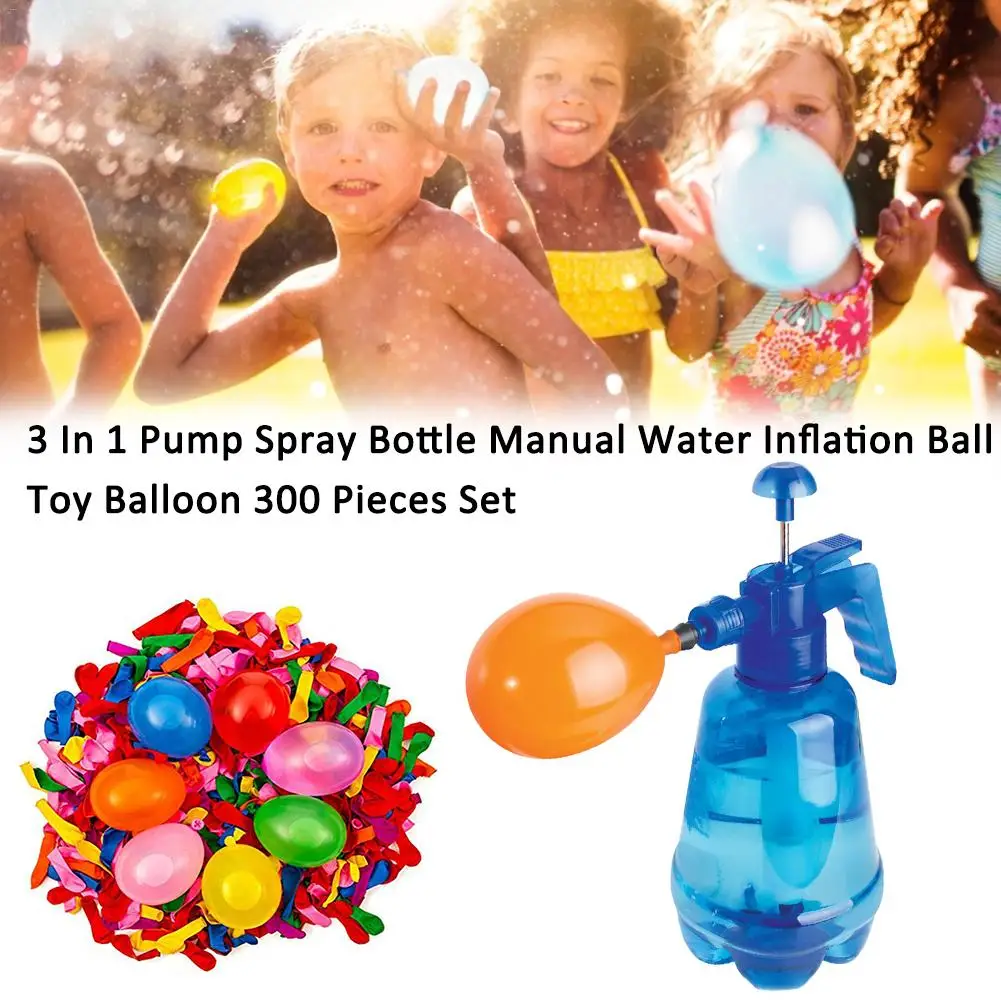 300 Pcs Children's Innovative Water Balloon Portable Filling Station 3 in 1 Pump Bottle Manual Inflation Ball Toy | Игрушки и хобби