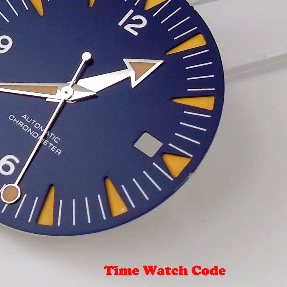 

31mm Sandwich Watch Dial+Hands Spare Parts Fit For Miyota 8215 821A 8205 DG2813 Automatic Movement Black/Blue Date Window