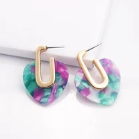 fashion retro heart shaped colorful print earrings 2021 charm design punk split earrings ladies jewelry accessories