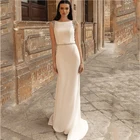 Женское свадебное платье с юбкой годе, элегантное платье со шлейфом без рукавов, украшенное кристаллами и бусинами, 2021