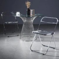 acrylic transparent dining chair household folding stool plastic back simple ins net chairs ghost chaise chairs dining room