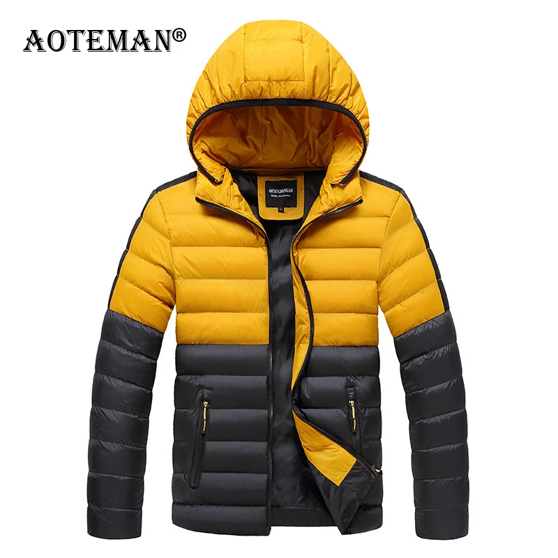 Мужская теплая куртка в стиле пэчворк Модный облегающий комбинезон одежда