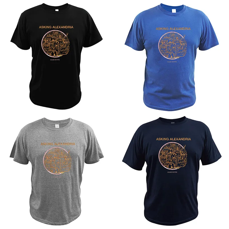 Asking Alexandria T Shirt Album Like A House On Fire Tshirt British Rock Band EU Size 100% Cotton Camiseta | Мужская одежда