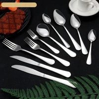 10pcs silver color cutlery set knives dessert forks spoons dinnerware set 304 stainless steel tableware home kitchen silverwar