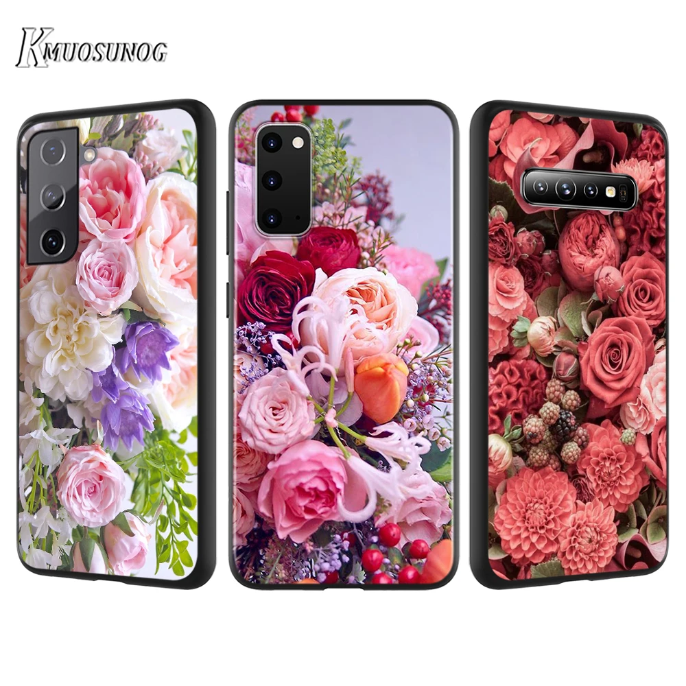 

Silicone Cover Peony Rose Flower Ball For Samsung Galaxy S21 S20 FE Ultra S10 S10E Lite S9 S8 S7 Edge Plus Phone Case